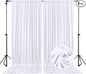 10 x 7 Feet White Backdrop Curtain for Partie, Background Curtains for Photoshoot, Birthday, Wedding, Halloween, Thanksgiving, Christmas, New Year Party Decorations 5Ft x 7Ft, 2 Panels
