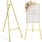 GRENTY 46.7" Gold Easel Stand for Wedding Signs – No Assembly Needed, Heavy Duty Metal Display Stand for Art, Welcome Signs, Posters, Pictures, Paintings, and Floor Décor