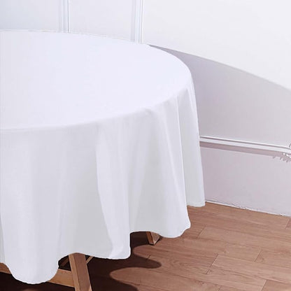 Efavormart Round Tablecloth, 90 Inch Stain & Wrinkle Resistant Washable Table Cloth, Decorative Polyester Fabric Table Cover for Banquet, Wedding, Dining- White