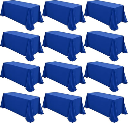 12 Packs 90 x 132 Inch Tablecloth, Royal Blue Polyester Table Cloth for 6ft Rectangle Tables,Washable Fabric TableCover for Wedding Banquets Parties Buffet Dining Table