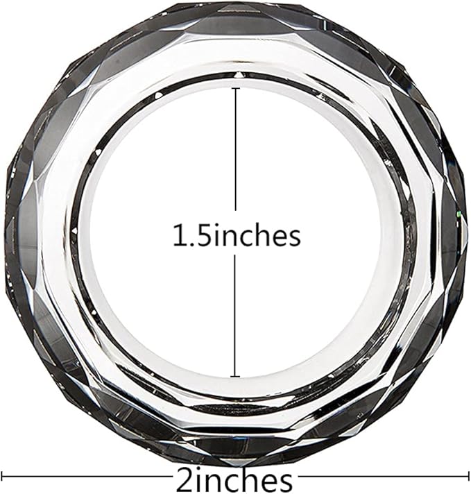 Crystal Napkin Ring Holders - 2 Inch Set of 12, Table Party Wedding Set Christmas Decorations for Dinner