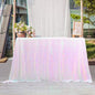 QueenDream Tablecloth 90x156 Rectangle Sequin Tablecloth White Iridescent Wedding Table Linens Glitter Birthday Bridal Party Indoor Outdoor Decorations