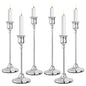 CHILL RECIPE Silver Taper Candle Stick Holders Tall Candle Holder, Vintage Candlesticks Holder Bulk for Home Decor Table Centerpiece Dining Party Festival Decorations (2 Set 6Pcs)