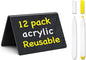 PigPotParty Acrylic Mini Chalkboard Signs for Food, 12 Pcs 4"x3" Small Food Labels for Party Buffet, Glossy Black Table Place Cards for Wedding, Elegant Event Decorations, w/ 2 Wet Erase Markers
