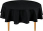 Hiasan Round Linen Tablecloth 50 Inch - Wrinkle and Stain Resistant Washable Polyester Fabric Table Cloth for Dining Room Kitchen Party, Black