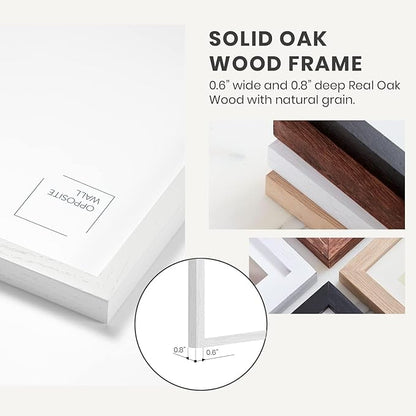 Opposite Wall - 16x20 in - White Solid Oak Wood Picture Frame - Lightweight, Versatile & Shatterproof - Wall Hanging Poster or Photo Frame - Wall Decor for Office, Gallery & Home - 2 Pack