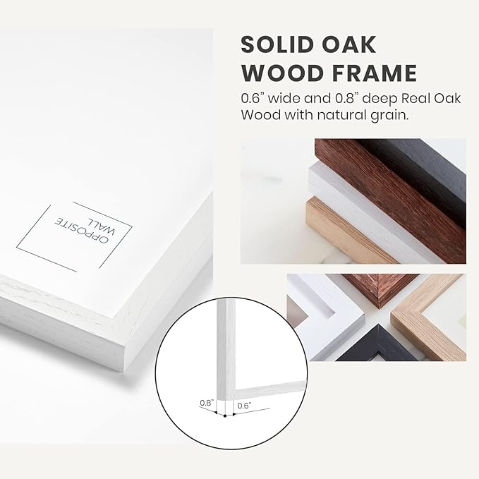Opposite Wall - 12x12 in - White Solid Oak Wood Picture Frame - Lightweight, Versatile & Shatterproof - Wall Hanging Poster or Photo Frame - Wall Decor for Office, Gallery & Home - 2 Pack