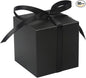 COTOPHER 60pcs Wedding Favor Boxes, Paper Gift Boxes 3x3x3 Inches Small Gift Boxes with Ribbons, Easy Assemble Boxes (Black)