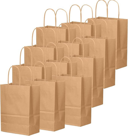 qiqee 30-Packs Brown Gift Bags with Handles Bulk 10.8"x8.3"x4.3" Medium Size Kraft Paper Bags Multiple Uses (Medium Size)