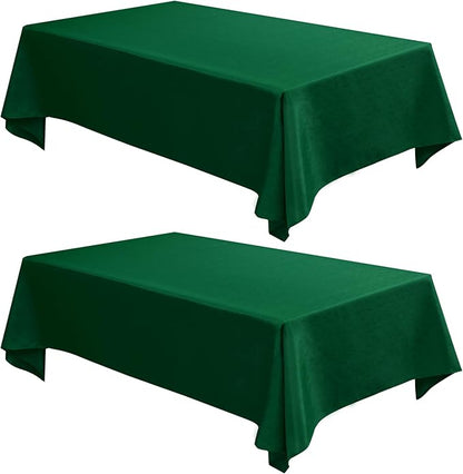 Fitable 2 Pack Faux Linen Christmas Tablecloths, Burlap Textured Fabric Table Cloth Rectangle, Decorative Table Covers for Winter Holiday Dinner Party Farmhouse (Hunter Green, 60 x 84 Inch)