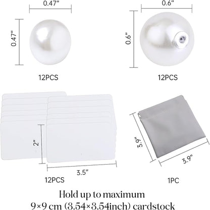 UNIQOOO 12Pcs Decorative Pearl Place Card Holders Bulk, Elegant Ivory Name Card Stands Set, for Wedding Table Place Cards, Dessert Table Decor, Retail Shop, Business Card, Name Tag, Party Food Signs