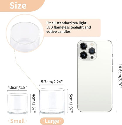 NUPTIO Clear Tealight Candle Holders: Set of 12 Glass Votive Holders - Small Floating Candleholder for Wedding Birthday Holiday Table Centerpieces Decoration (2.24 x 1.97 inch)