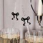 xo, Fetti Black Bow Reusable Straws, 12pcs - Clear Glitter Plastic | Birthday Drink Decorations, Coquette Drinkware, Tying the Knot Party Favor, Bachelorette Decor