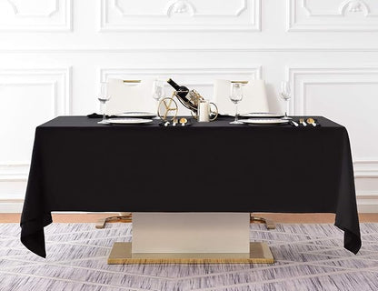 Surmente Black Tablecloth 60 x 102-inch Rectangular Polyester Table Cloth for Weddings, Banquets, or Restaurants