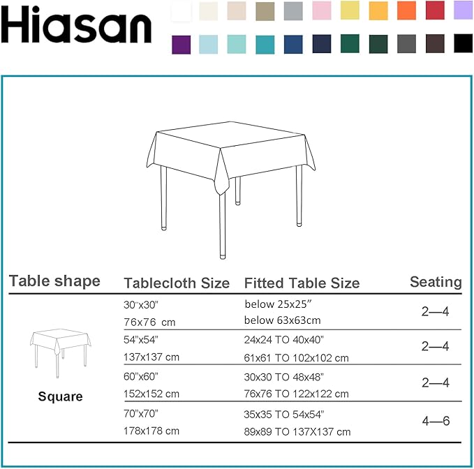 Hiasan Champagne Square Tablecloth - Waterproof and Spillproof Restaurant Washable Polyester Table Cloth for Dining Room, 30 x 30 Inch