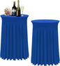Cocktail Table Covers - 2 Pack 32"x 43" Royal Blue Cocktail Table Tablecloth with Natural Wavy Round Table Skirt Fitted High Top Table for Bar Wedding Party Banquet