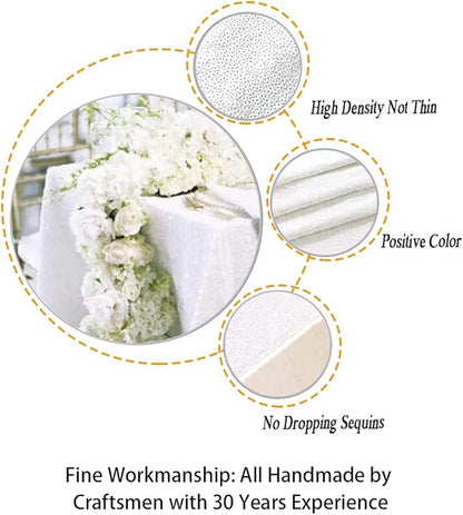 ShinyBeauty Square Tablecloth 72x72-Inch Sequin Tablecloth Overlay White Table Cover Sequined Table Cloths for Wedding White Shimmer Linen Square-Overlay for Cocktail/Cake/Dessert