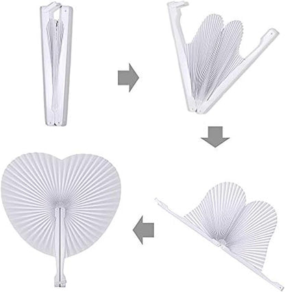 12 Packs Decorative Paper Folding Hand Fans Handheld,Orange Heart Foldable Wedding Fans Chinese and Japanese Fans Bulk for Bridal Guest Church Party Favors Dancing Birthday DIY
