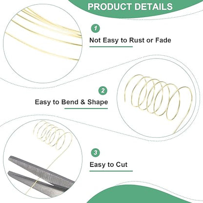 0.2 mm/32 Gauge Copper Wire for Jewelry Making, 82FT Copper Beading Craft Wire for Jewelry/Weaving/DIY Crafting/Planting, Color-Retaining [25M, Light Golden]