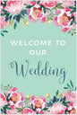 Andaz Press Extra Large Wedding Easel Board Party Sign, 12x18-inch, Tea Party Pink Peonies on Mint Green, Welcome to Our Wedding, 1-Pack