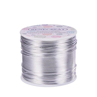 BENECREAT 12 17 18 Gauge Aluminum Wire (17 Gauge,380FT) Anodized Jewelry Craft Making Beading Floral Colored Aluminum Craft Wire - Silver