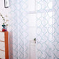 Blue Sheer Curtains 84 Inches Long, Moroccan Embroidered Rod Pocket Sheer Drapes for Living room, Bedroom, 2 Panels, 52"x 84", Semi Crinkle Voile Window Treatments for Yard, Patio, Villa, Set of 2.