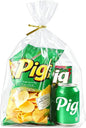 PigPotParty 10"x 14", 50Pcs Bottom Gusset Bags, Clear Plastic Gift Cellophane Mug Treat Goodie Bags with 50x Twist Ties, Large Party Favor Packaging, Toy Wrapping (No Side Gusset)