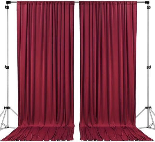 AK TRADING CO. 10 feet x 8 feet IFR Polyester Backdrop Drapes Curtains Panels with Rod Pockets - Wedding Ceremony Party Home Window Decorations - Burgundy