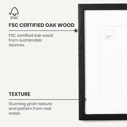 Opposite Wall - 24x36 in - Black Solid Oak Wood Picture Frame - Lightweight, Versatile & Shatterproof - Large Wall Hanging Photo or Poster Frame - Wall Decor for Office, Gallery & Home - 2 Pack
