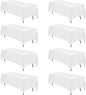 BRILLMAX 8 Pack White Tablecloths 70 x 120 Inch for 6ft or 8ft Rectangle Tables - Rectangular Bulk Linen Polyester Fabric Washable Cloth Cover for Wedding Reception Banquet Birthday Party