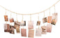 Hanging Photo Display with 18 Wood Clips, Boho Wooden Bead Wall Décor for Bedroom, Living Room, Dorm, Kids Art Picture Display