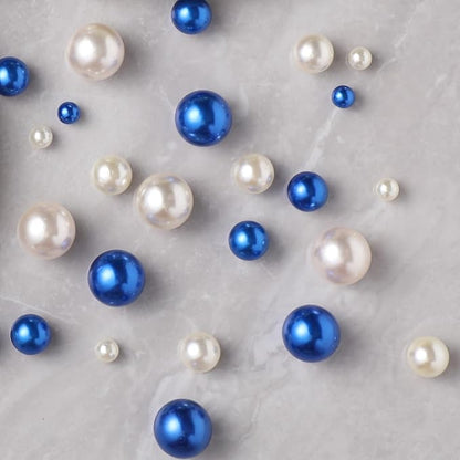 200 Pcs Vase Filler Beads White and Blue Pearl Beads for Vase No Hole Pearls for Centerpieces Vases Home Table Party Decor DIY Wedding 8/14/20mm
