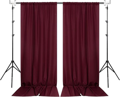 MYSKY HOME Burgundy Backdrop Curtains for Parties, Weddings, Stage - 10ft x 10ft, 2 Panels