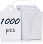 Uniclife 1000 Pcs Price Tags 1.8 Inch Writable Price Labels White Price Display Tags for Pricing Clothing Jewelry Gifts Blank Hang Tags Merchandise White Marking Tags with Strings, 1.8" x 1.05"