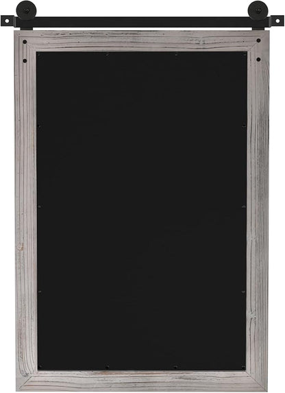 COGOOD Farmhouse Barn Door Mirror - 17 x 26 Rustic Wood Framed Wall Mirror for Bathroom, Living Room, Entryway Wall Decor (Grey)