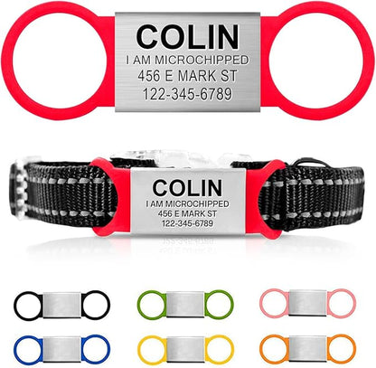 Personalized Custom Dog & Cat IDs - No Noise, Slide On, Engraved Dog Name Tags for Small, Medium, Large Pets