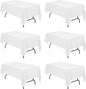 BRILLMAX 6 Pack White Tablecloths for 6 Foot Rectangle Tables 60 x 102 Inch - 6ft Rectangular Bulk Linen Polyester Fabric Washable Cloth Cover for Wedding Reception Banquet Birthday Party