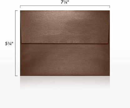LUXPaper A7 Invitation Envelopes | Peel & Press | 5 1/4" x 7 1/4" | Bronze Metallic | 80lb. Text | 250 Qty