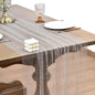 Joanlody Fall Pearl Table Runner 10ft Rustic Boho Tulle Table Runner with Pearls for Baby Shower Wedding Party Veil Dessert Thanksgiving Table Decor Gray