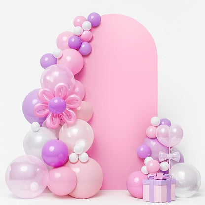 LEBENGURU Upgraded 6FT Wedding Arch Cover, Light Pink Spandex Fitted Arch Backdrop Cover, Round Top Chiara Stand Covers for Birthday Party Baby Shower Banquet Balloon Décor