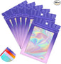 Funfery 100 Pack Gradient Holographic Bags,Mylar Resealable Bags with Zipper,Clear Window Packaging Pouchs,Foil Smell Proof Bag for Food Storage,Sample Jewelry Baggies(6.3x9.4In,Purple Pink)