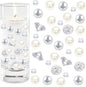 HappyFiller 1075 PCS Floating Pearl Beads,Marbles for Vases Fillers,Wedding Centerpiece,Ivory Faux Pearls Fake Crystal Diamonds and 10g Clear Water Beads,Table Scatters,Party Decoration 14 OZ