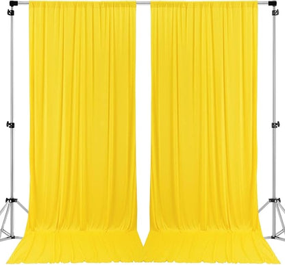 AK TRADING CO. 10 feet x 8 feet IFR Polyester Backdrop Drapes Curtains Panels with Rod Pockets - Wedding Ceremony Party Home Window Decorations - Lemon Yellow