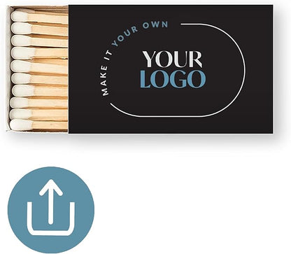 Weddingstar Matchboxes with Custom Printed Stickers for Corporate Gift - Your Business Logo - Pack of 50 Black
