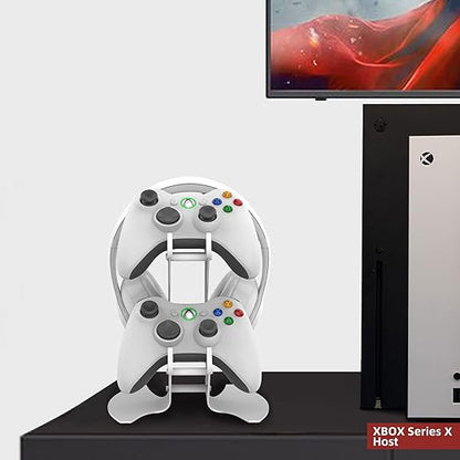 Controller Holder, Game Controller Headset Stand for Xbox Series X S/Xbox one / PS5 / PS4 / NS/PC/Headset, Aluminum Metal Headset Mount Universal Organizer for Video Game Accessories (White)