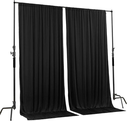 AK TRADING CO. 10 feet x 10 feet IFR Polyester Backdrop Drapes Curtains Panels with Rod Pockets - Wedding Ceremony Party Home Window Decorations - Black