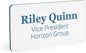 ExcelMark Custom Name Tag - Engraved Name Badge with Pin or Magnetic Backing, 16 Colors, 6 Fonts, and 2 Sizes to Choose from (White w/Blue Letters, 1.5"x 3")