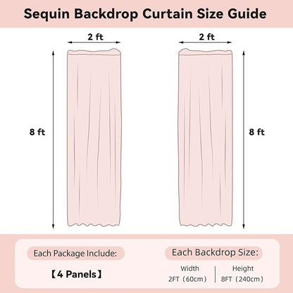 Sugargirl Silver Sequin Backdrop Curtain 4 Panels 2FTx8FT Glitter Silver Background Drapes Sparkle Photography Backdrop for Party Wedding Birthday Wall Decoration