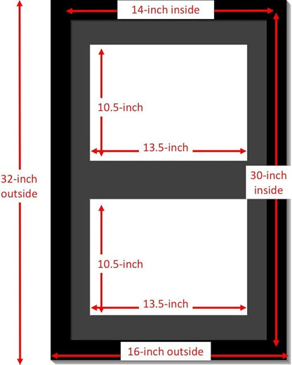 Creative Picture Frames 16X24Bk-B Black Vertical Double Diploma Frame With 2 Opening Black Mat, Holds 2-11X14-Inch Documents With Wall Hanger