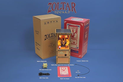 New Wave Toys Zoltar Speaks Mini Replica Fortune Teller Machine, Fully Animated 1/6 Scale with Card Dispenser, USB-C Rechargable